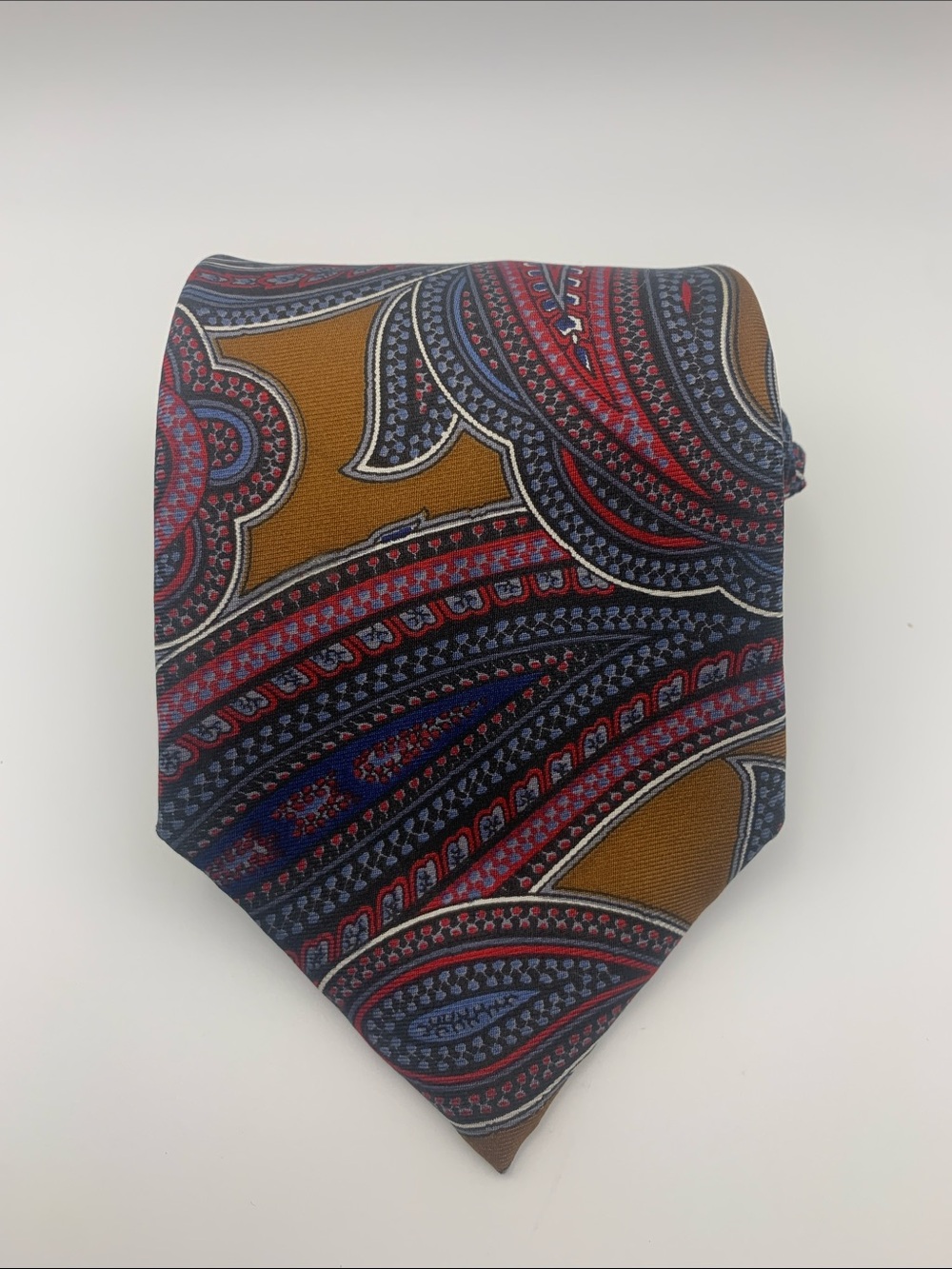 Vintage Dior Paisley Silk Tie in Red & Blue